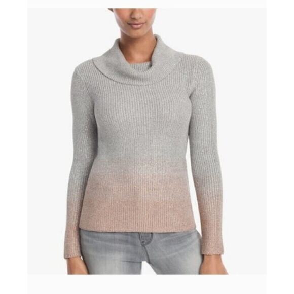 White House Black Market Sweater Womens Medium Gray Metallic Ombre Cowl Neck - Picture 2 of 9